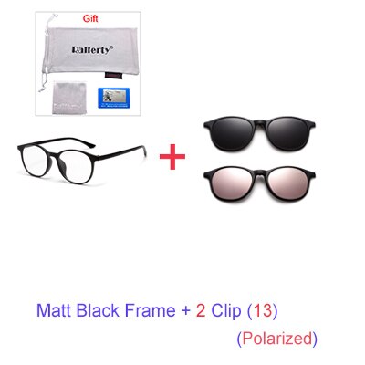 Ralferty 6 In 1 Magnet Sunglasses Women Polarized Eyeglass Frame With Clip On Glasses Men Round Uv400 Tr90 3D Yellow A2245 Sunglasses Ralferty 1Frame 2 Clip 13  