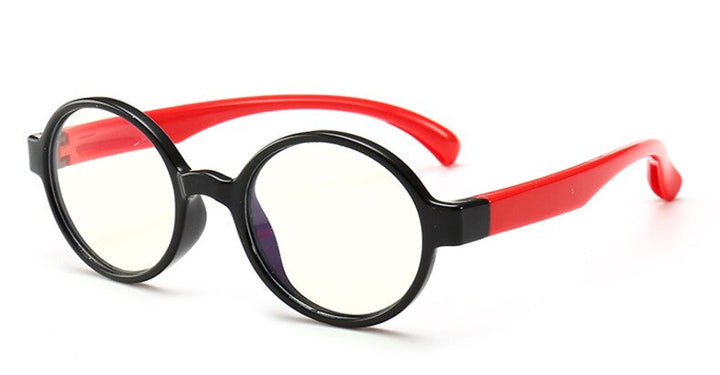 Unisex Anti Blue Light Children's Eyeglasses Round Plastic Titanium Frame Anti Blue Brightzone Black frame red leg  