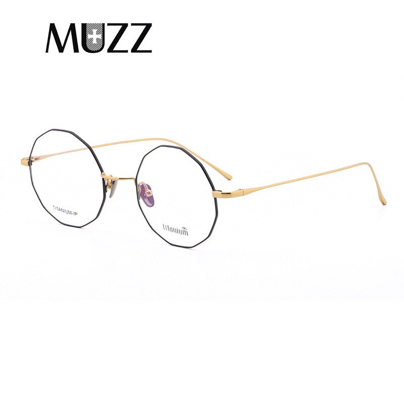 Muzz Unisex Full Rim Irregular Round Titanium Frame Eyeglasses Wz9138 Full Rim Muzz   