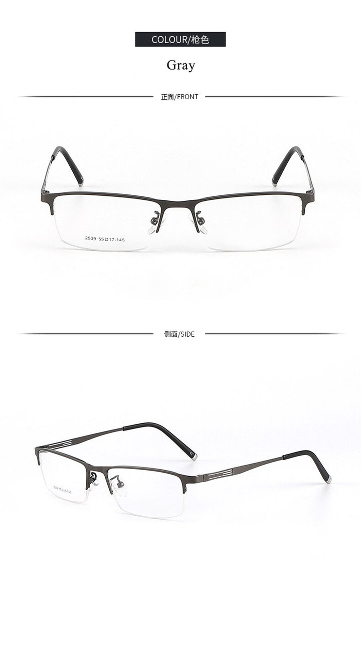 Men's Titanium Alloy Square Semi Rim Eyeglasses Sc2539 Semi Rim Bclear   