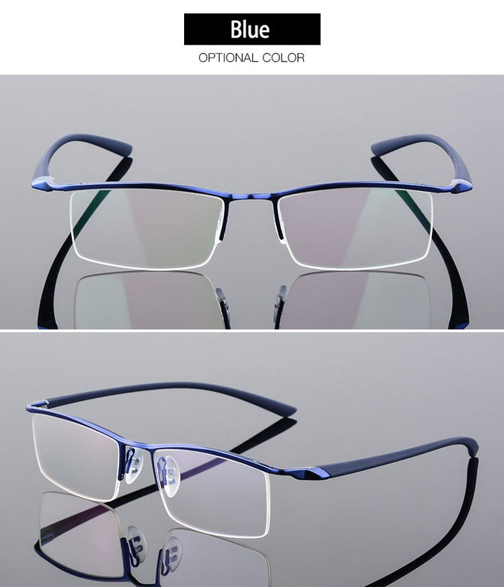 Men's Browline Half Rim Eyeglasses Alloy Frame 8190 Semi Rim Bclear   