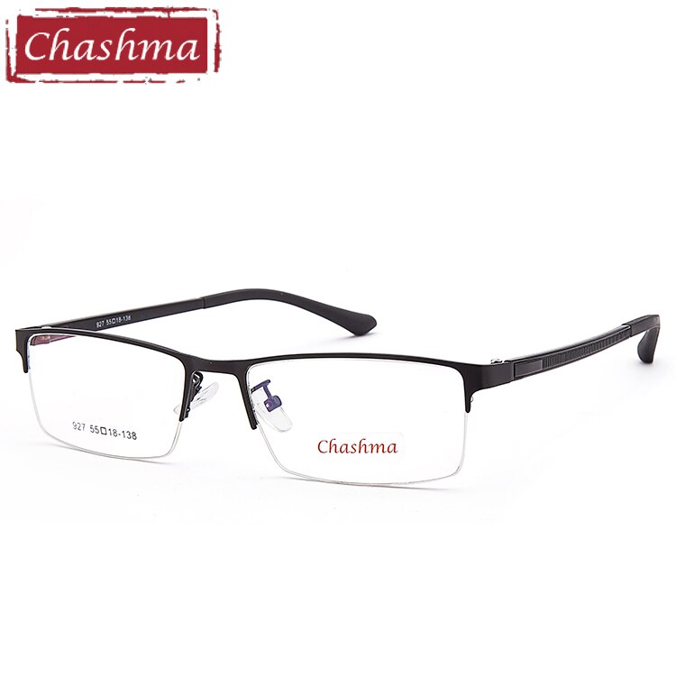 Chashma Ottica Men's Semi Rim Square Tr 90 Alloy Eyeglasses 927 Semi Rim Chashma Ottica Black  