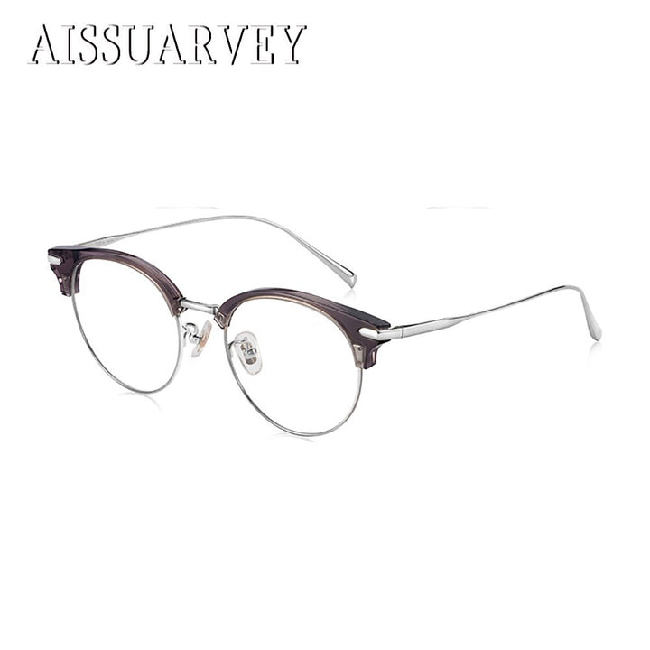 Aissuarvey Unisex Full Rim Round Cat Eye Titanium Frame Eyeglasses  As1300121 Full Rim Aissuarvey Eyeglasses   