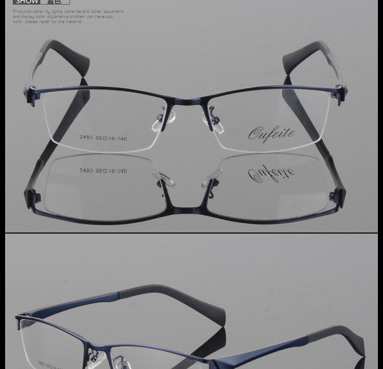 Men's Semi Rim Square Alloy Eyeglasses 2493 Semi Rim Bclear   