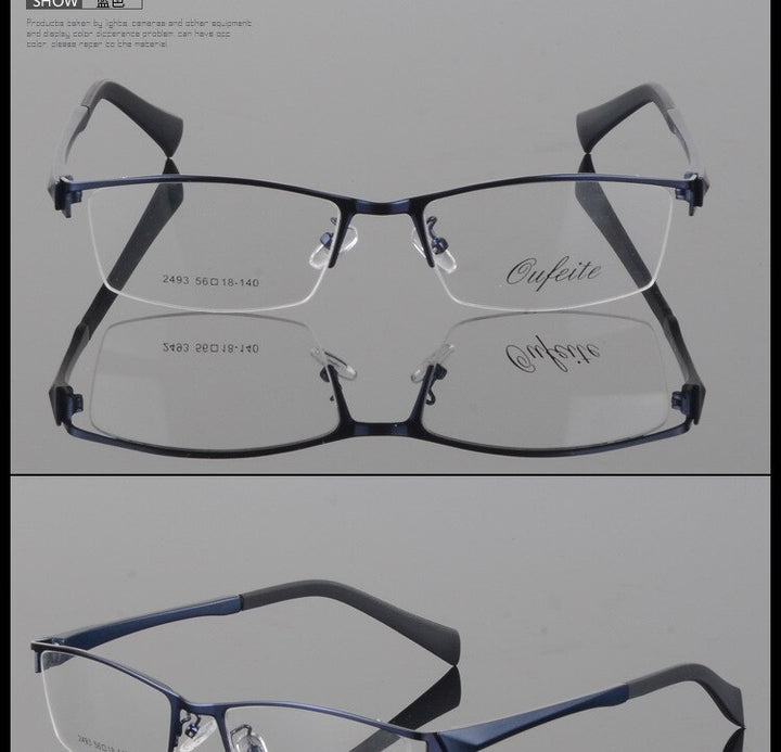 Men's Half Frame Eyeglasses Alloy Frame 2493 Frame Bclear   