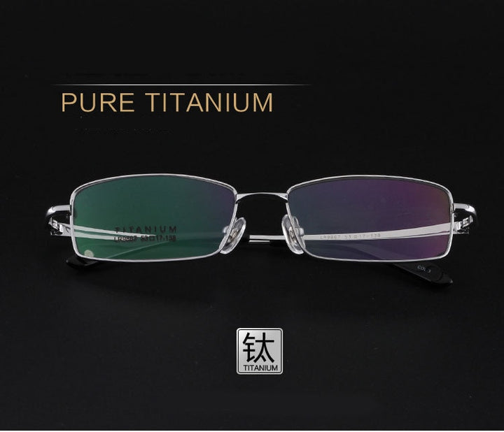 Men's Titanium Frame Full Rim Eyeglasses Lr9867 Full Rim Bclear   