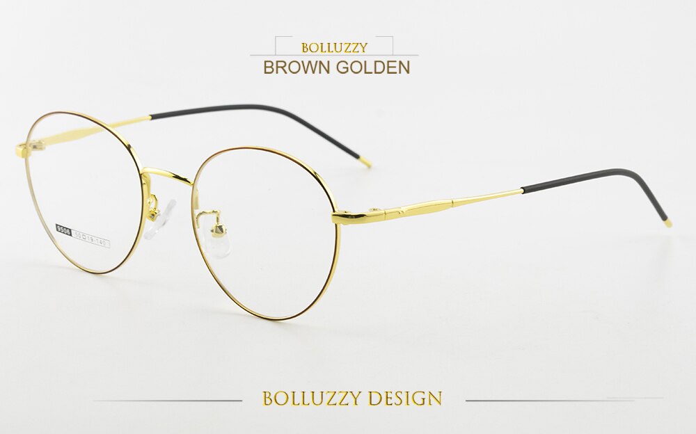 Unisex Round Full Rim Eyeglasses Frame Bo9506 Full Rim Bolluzzy brown golden  