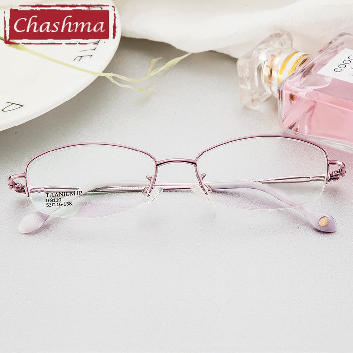 Women's Eyeglasses Semi Rimmed Titanium 8110 Semi Rim Chashma   