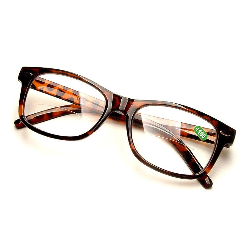 Unisex Reading Glasses Leopard Plastic Polycarbonate 606 Reading Glasses SunnyFunnyDay +100 Leopard 