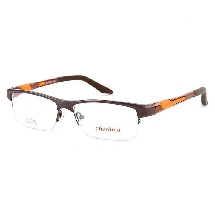 Chashma Ottica Men's Semi Rim Rectangle Tr 90 Aluminum Magnesium Sport Eyeglasses 017 Sport Eyewear Chashma Ottica Coffee  