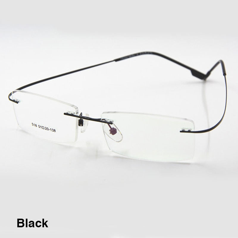 Reven Jate Flexible Titanium Alloy Rimless Eyeglasses Frame For Glasses Eyewear For Women And Men Rimless Reven Jate Black  