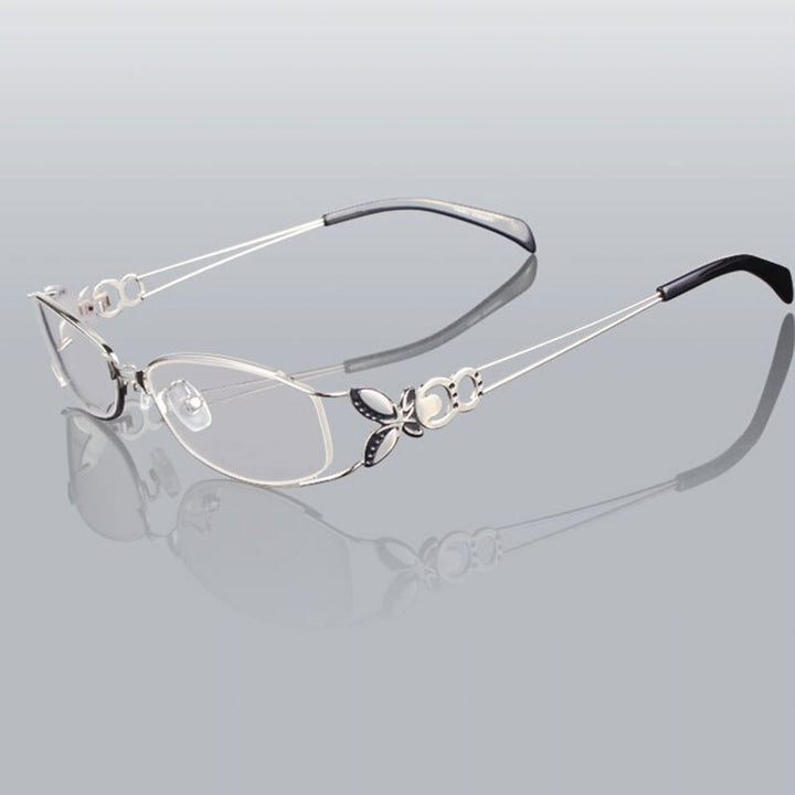 Hotochki Women's Full Rim Alloy Butterfly Frame Eyeglasses 6150 Full Rim Hotochki Silver  