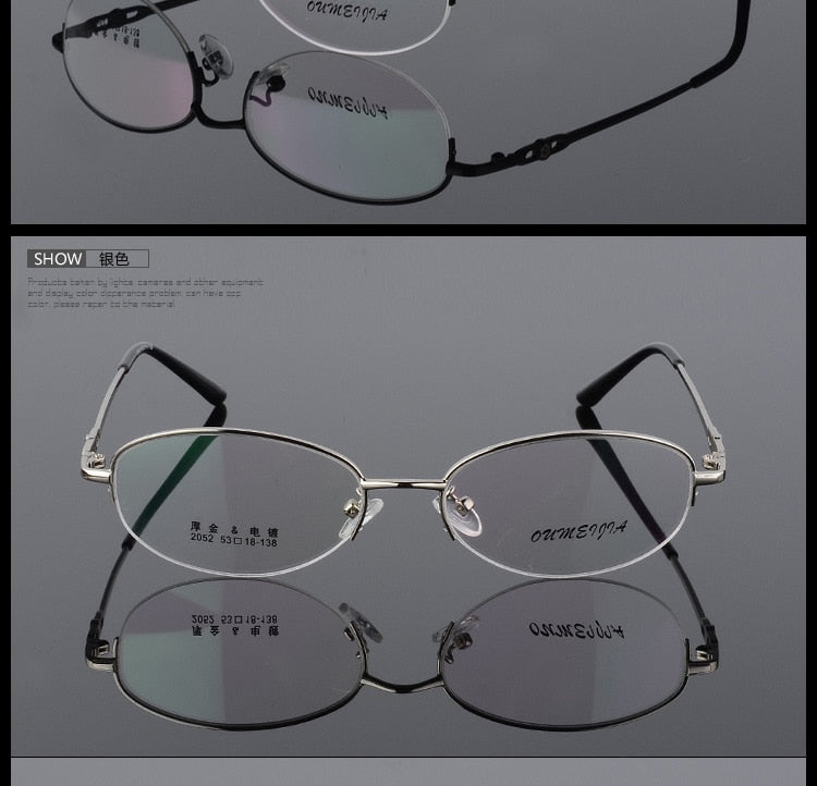 Women's Half Rim Eyeglasses Alloy Frame 2052 Semi Rim Bclear Silver  