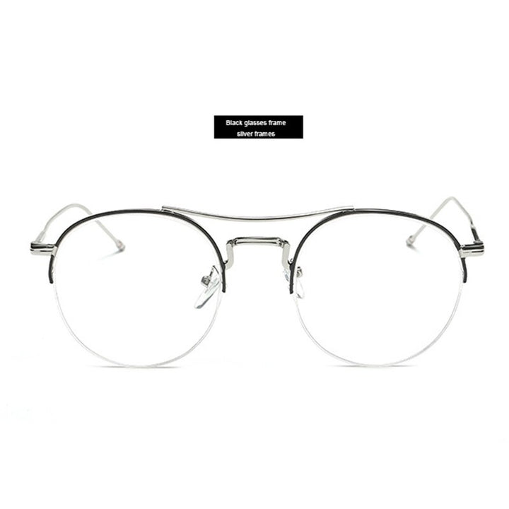 Unisex Eyeglasses Round Metal Frame 3263 Frame Brightzone BLACK AND SILVER  