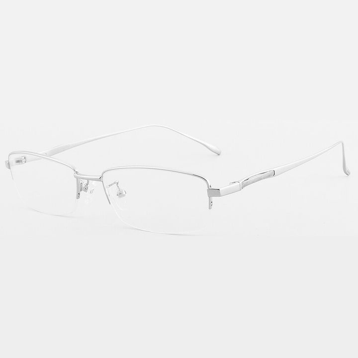 Aissuarvey Men's Semi Rim Titanium Frame Eyeglasses As180471 Semi Rim Aissuarvey Eyeglasses Silver  