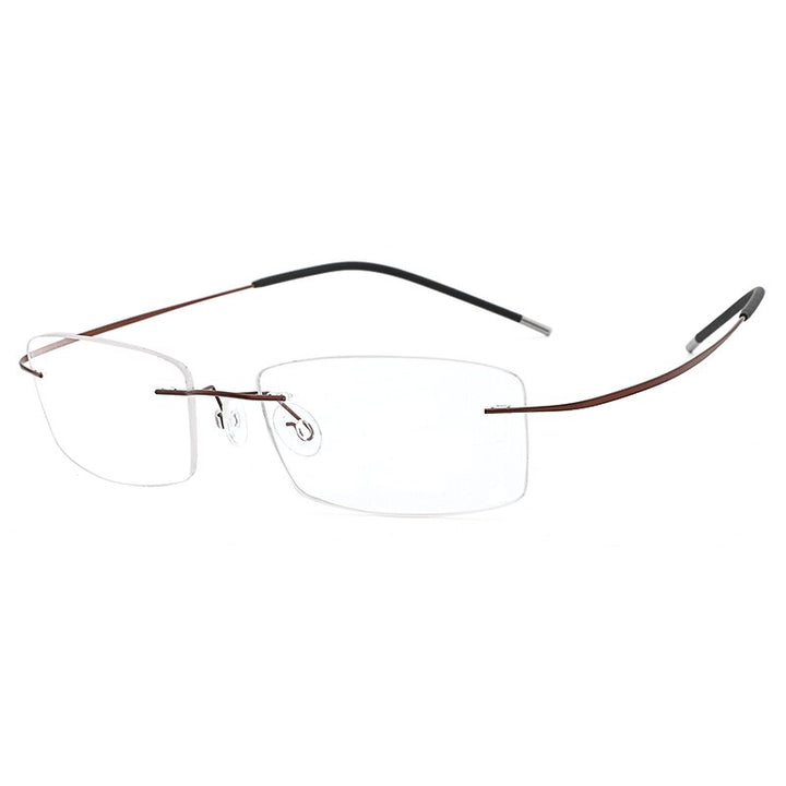 Hdcrafter Rimless Rectangle Titanium Frame Eyeglasses Unisex Rimless Hdcrafter Eyeglasses tea  