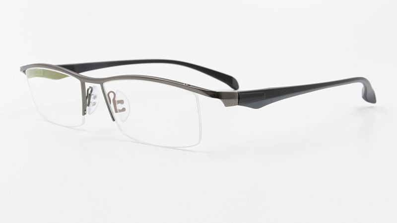 Men's Half Rim Titanium Alloy Frame TR-90 Temple Eyeglasses Np8011 Semi Rim Bclear gray  