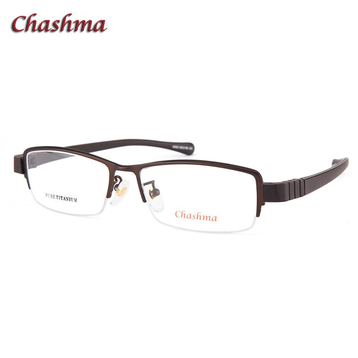 Chashma Ochki Men's Semi Rim Square Titanium Rubber Sport Eyeglasses 8302 Sport Eyewear Chashma Ochki Brown  