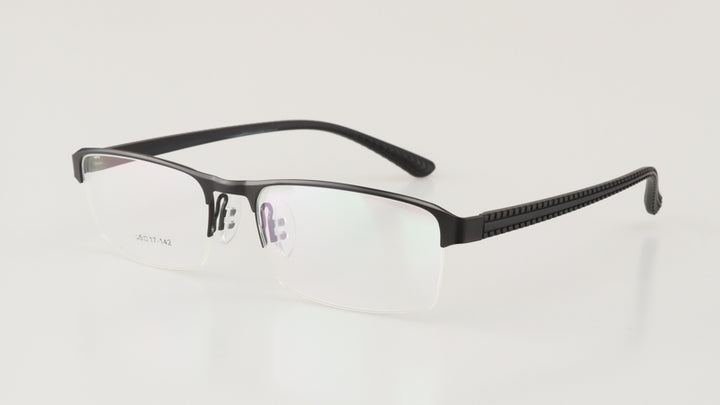 Hdcrafter Men's Semi Rim Rectangle Titanium Alloy Frame Photochromic Reading Glasses 9bs Reading Glasses Hdcrafter Eyeglasses   