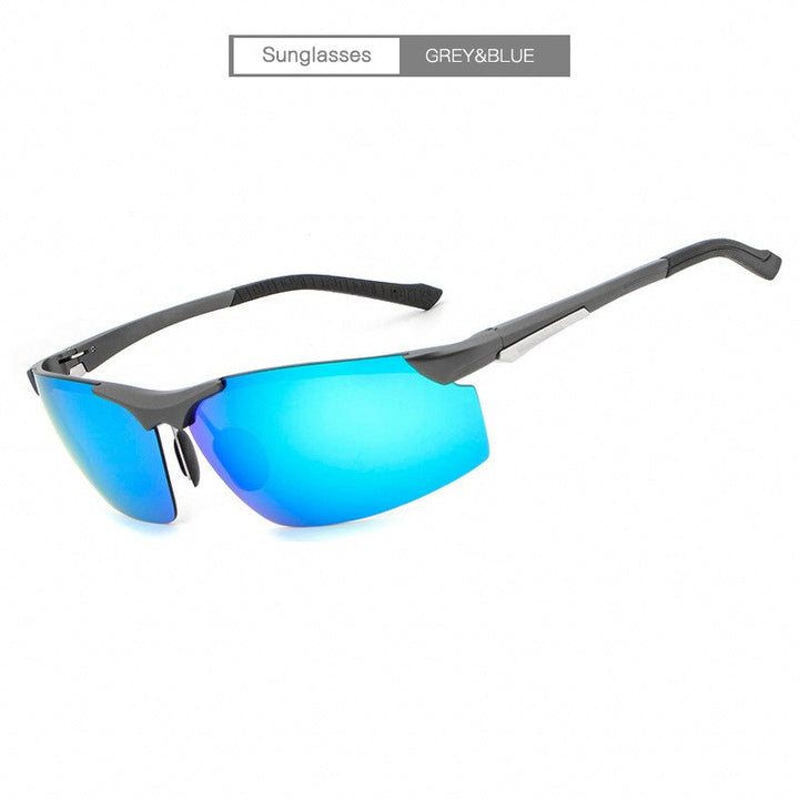 Hdcrafter Men's Semi Rim Rectangle Aluminum Magnesium Frame Polarized Sunglasses L004 Sunglasses HdCrafter Sunglasses Blue  