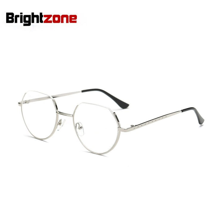 Unisex Eyeglasses Plastic Metal Frame Irregular 3221 Frame Brightzone Silver  