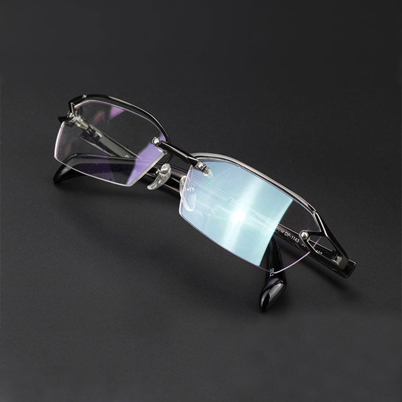 Reven Jate F1143 Glasses Pure Titanium Frame Eyeglasses Rx Men Glasses Frame Reven Jate Gray  