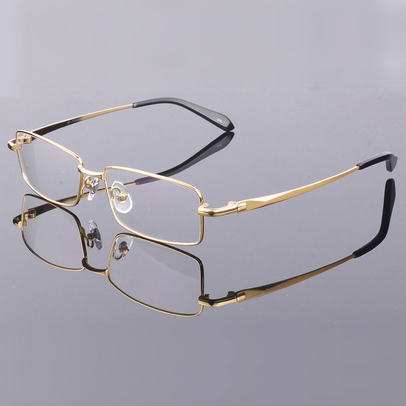 Hotochki Men's Full Rim Rectangular Titanium Frame Eyeglasses 2256 Full Rim Hotochki Gold  