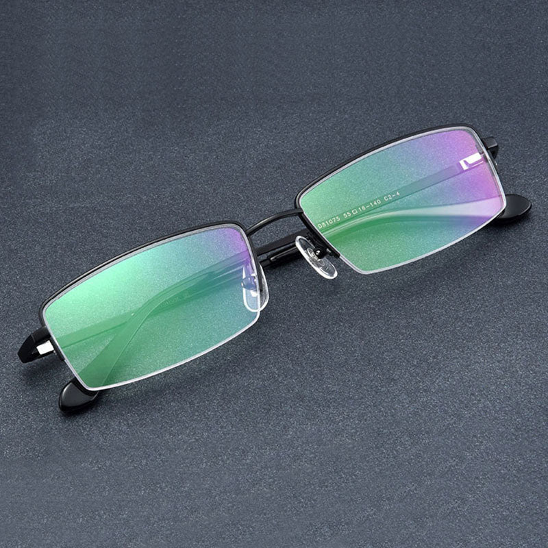 Hotochki Men's Semi Rim Square Titanium Progressive Reading Glasses D81075 Reading Glasses Hotochki   