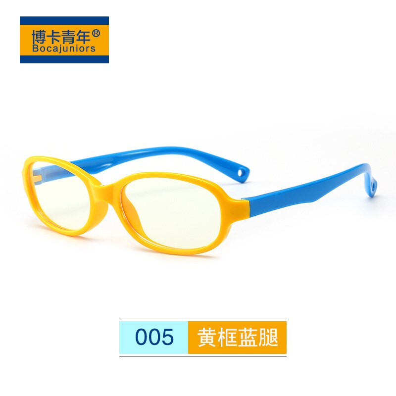 Unisex Children's Anti Blue Light Eyeglasses Silica Gel Frame Anti Blue Brightzone Yellow frame blueleg  