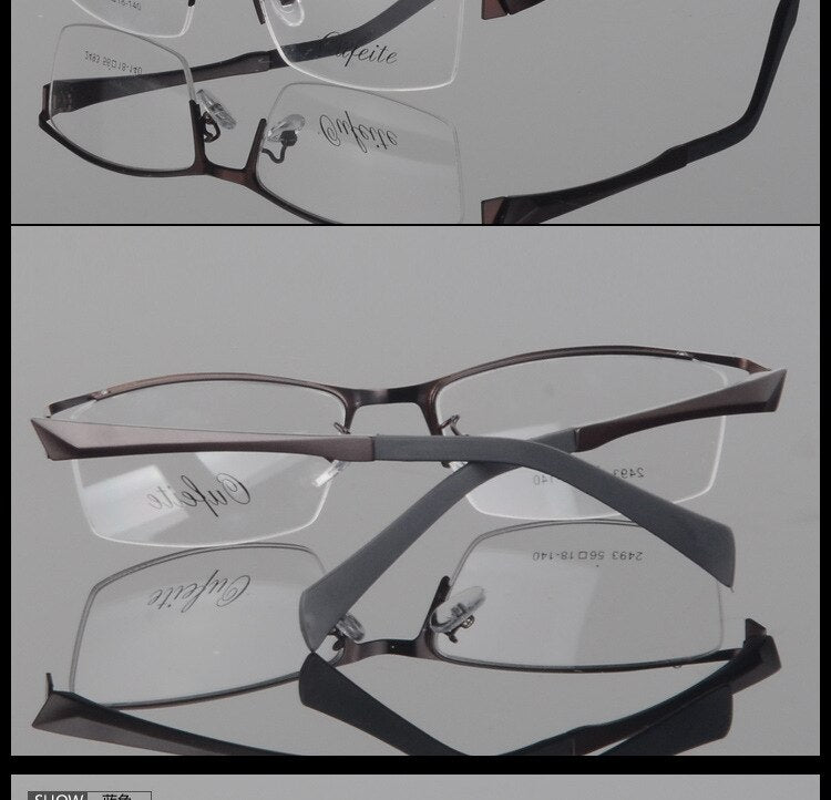 Men's Half Frame Eyeglasses Alloy Frame 2493 Frame Bclear   