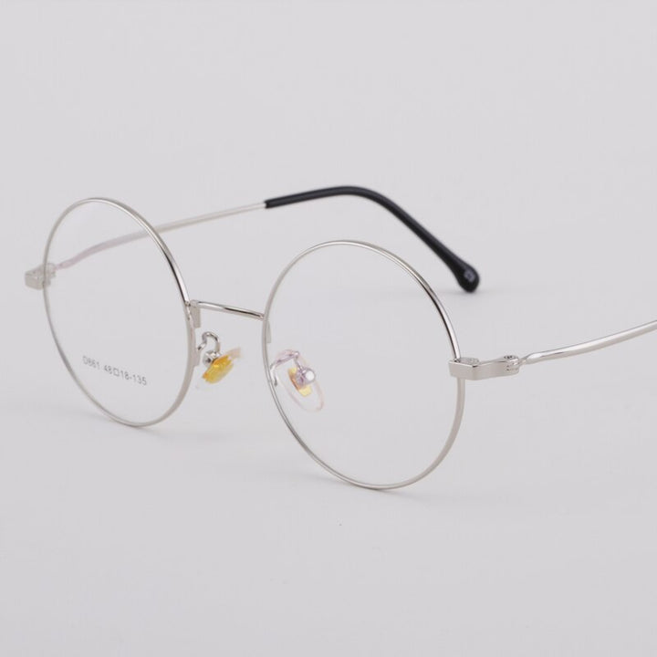 Unisex Round Alloy Full Rim Eyeglasses Scd86 Full Rim Bclear silver  