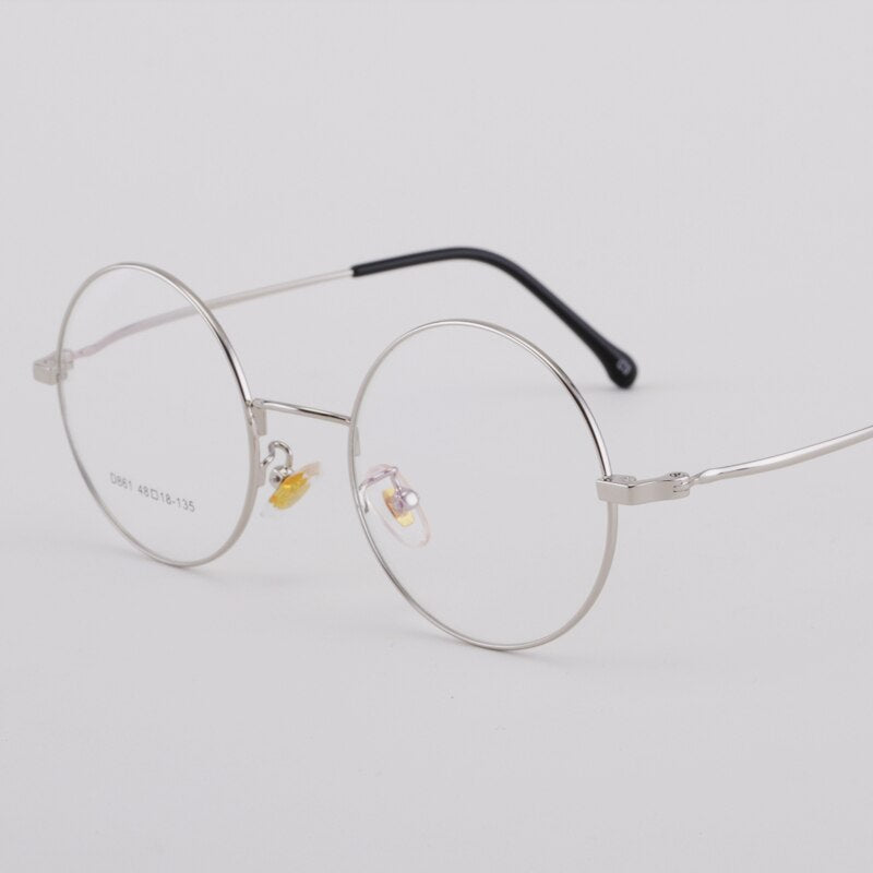 Unisex Round Alloy Full Rim Eyeglasses Scd86 Full Rim Bclear silver  
