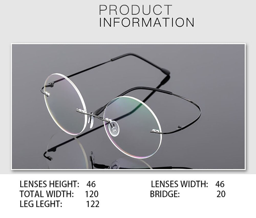 Aissuarvey Unisex Round Rimless Titanium Alloy Frame Eyeglasses As11021 Rimless Aissuarvey Eyeglasses   
