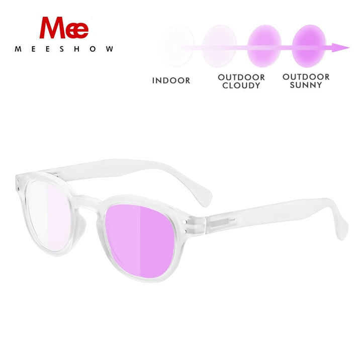 Unisex Sunglasses Reading Glasses Photochromic +225 To +325 Reading Glasses MeeShow +225 Red Photo Purple 