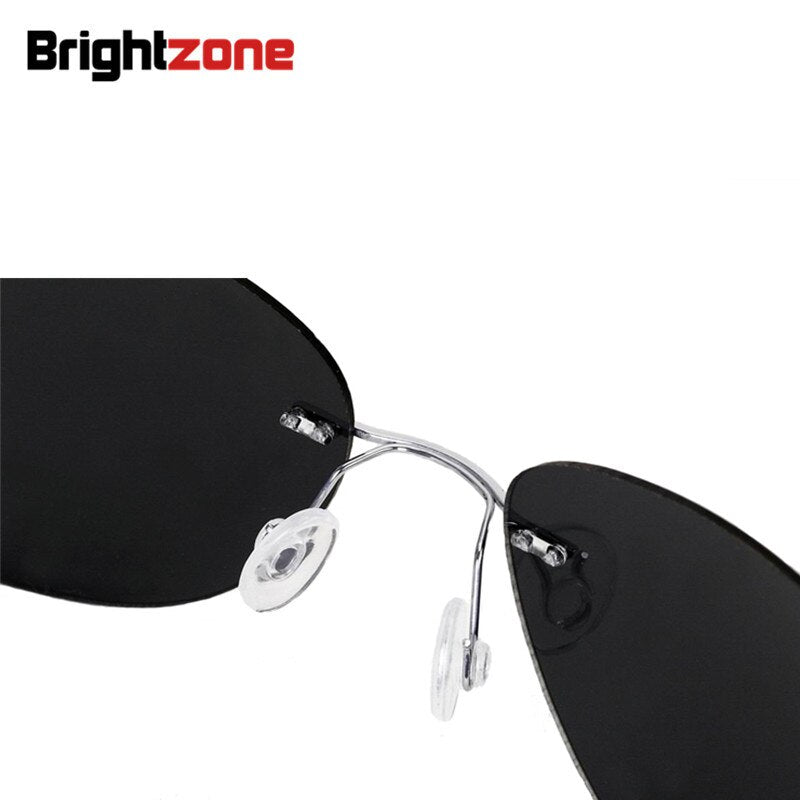Men's Sunglasses Pure Titanium Rimless Polarized Lenses Sunglasses Brightzone   