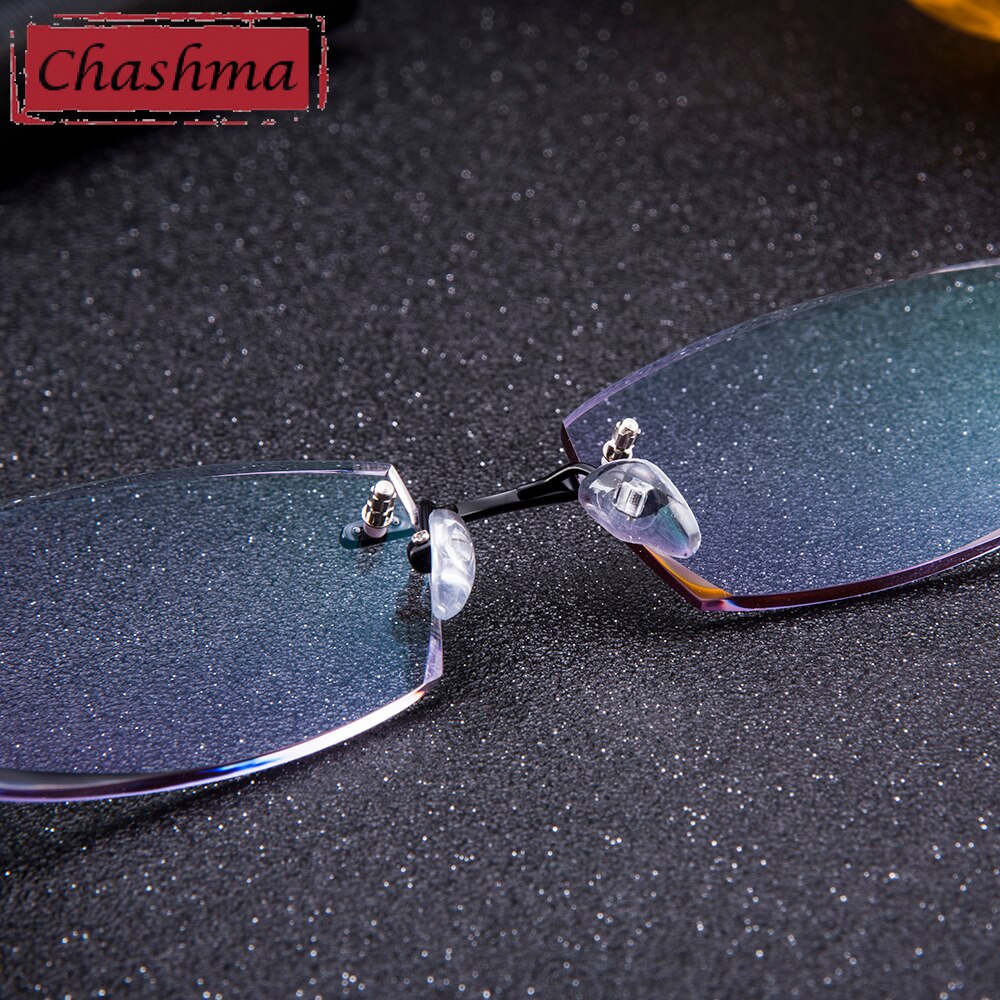 Chashma Ottica Men's Rimless Rectangle Titanium Eyeglasses Tinted Lenses 8146 Rimless Chashma Ottica   