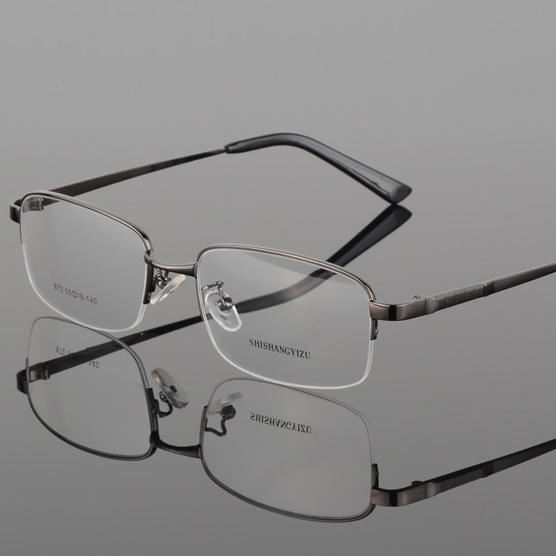 Men's Half Rim Alloy Front Rim Eyeglasses 872 Semi Rim Bclear gray  