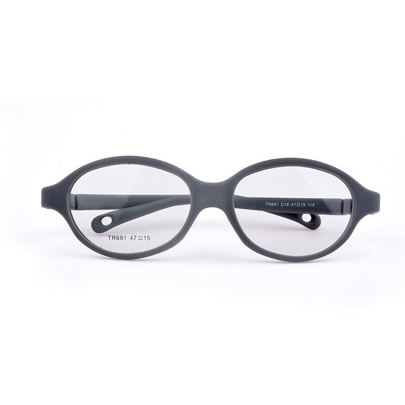Unisex Round Full Frame Titanium Plastic Eyeglasses Frame Brightzone C18 grey  