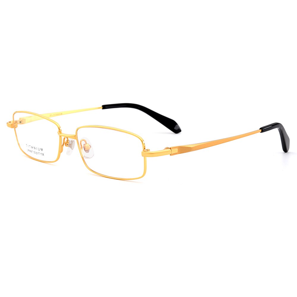 Men's Eyeglasses Ultralight 100% Pure Titanium Half Rim Lr9867 Semi Rim Gmei Optical Golden  