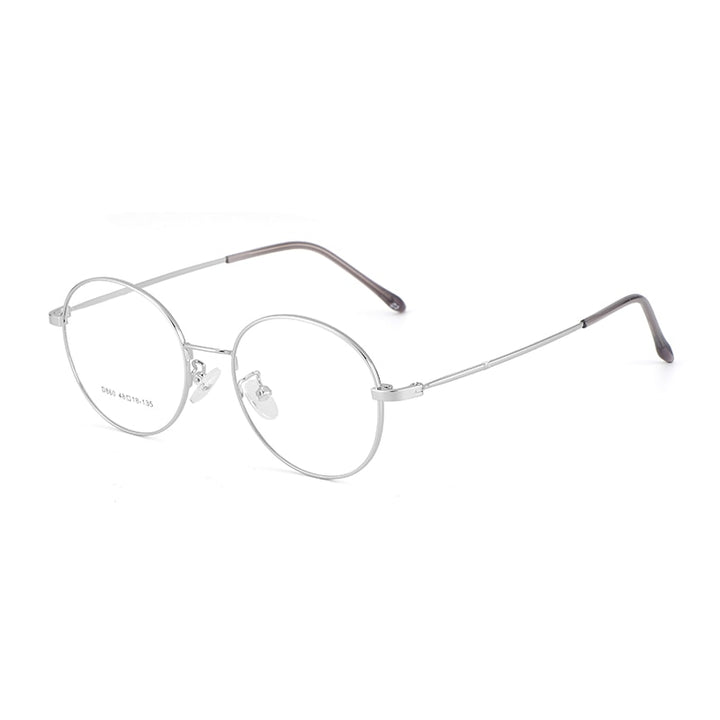 Unisex Round Alloy Frame Eyeglasses Sc860 Frame Bclear silver  