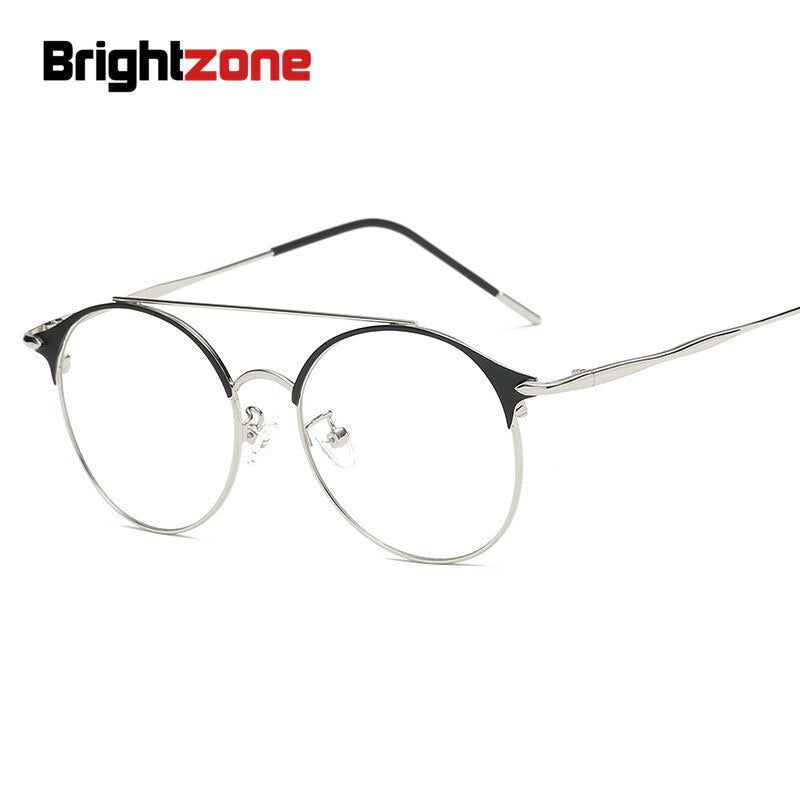 Brightzone Unisex Full Rim Round Double Bridge Eyeglasses Alloy Th0004 Full Rim Brightzone   