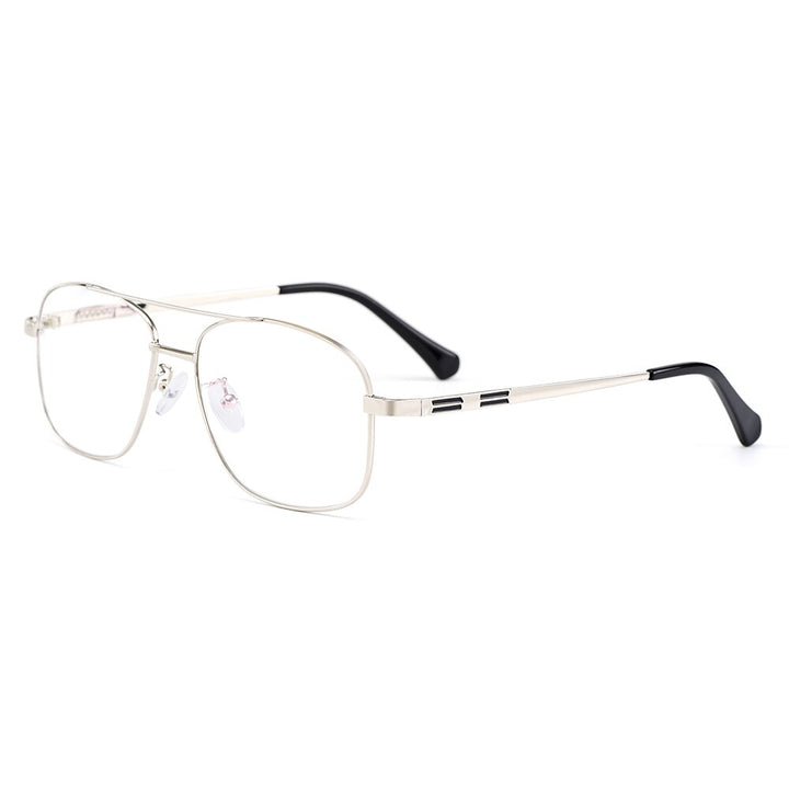 Gmei Men's Eyeglasses Square Full Rim Titanium Alloy Frame Y2256 Full Rim Gmei Optical C2 Silver  