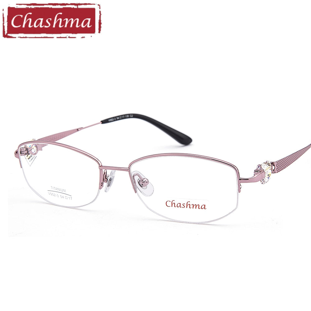 Chashma Women's Eyeglasses Pure Titanium Half Frame Stone 9523 Frame Chashma   
