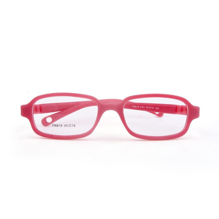 Unisex Children's Rectangular Round Eyeglasses Tr819-4516 Frame Brightzone C33 rose red  