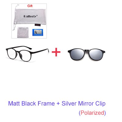 Ralferty 6 In 1 Magnet Sunglasses Women Polarized Eyeglass Frame With Clip On Glasses Men Round Uv400 Tr90 3D Yellow A2245 Sunglasses Ralferty 1Frame Silver Clip  