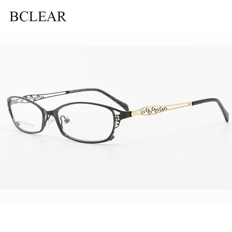 Women's Square Full Rim Hollow Alloy Frame Eyeglasses 99002 Full Rim Bclear   