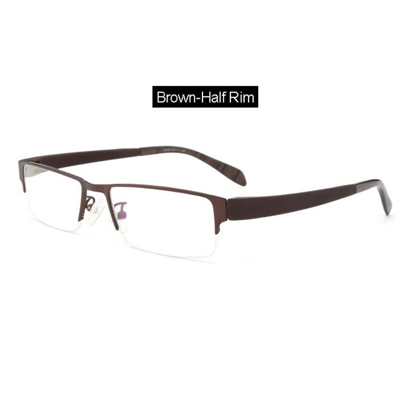 Hotochki Men's Full Rim IP Electroplated Alloy Frame Eyeglasses 1711 Full Rim Hotochki Brown Half-Rim  