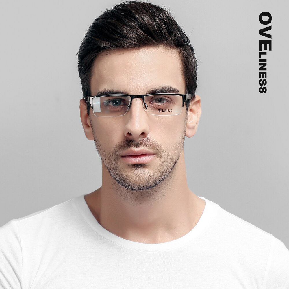 Oveliness Men's Semi Rim Square Alloy Eyeglasses 9006 Semi Rim Oveliness   