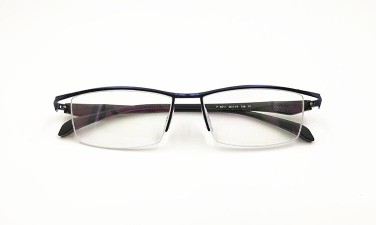 Men's Titanium Alloy Eyeglasses Half Rim Frame P8011 Semi Rim Bclear Blue  