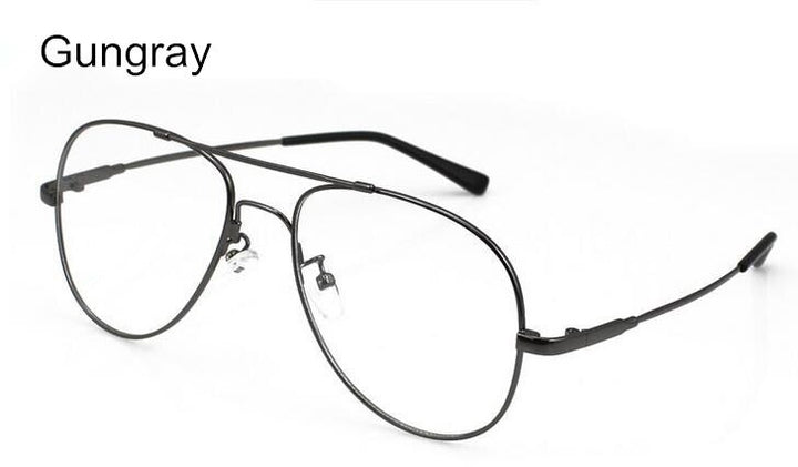 Men's Eyeglasses Big Size Aviator Metal Flexible B1013 Frame Brightzone Gungray  